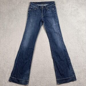 Fidelity Denim Jeans Womens 24 Blue Hyaeinth Mid Rise Trouser Leg 34 Inseam USA